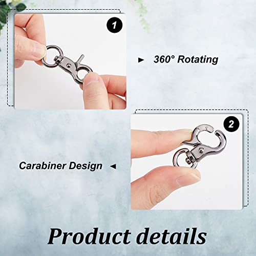 Ph Pandahall 16 Pcs 2 Sizes Metal Lobster Claw Clasps 1.2"/1.3" Swivel Lanyards Trigger Snap Hooks Strap For Keychain Key Rings Bags Pendants Pet Leash, Gunmetal #TOP5