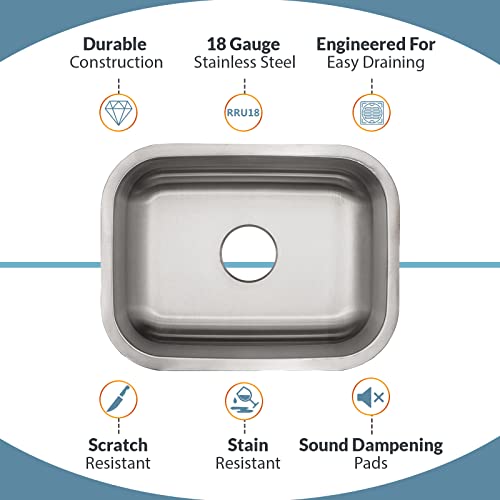 Strictly Sinks 23 Inch Undermount Kitchen Sink - Single Bowl Kitchen Sink With Round Drain - 18 Gauge Stainless Steel Kitchen Sink With Disposal Drain, Roll Up Dish Drying Rack & Bottom Grid #TOP1