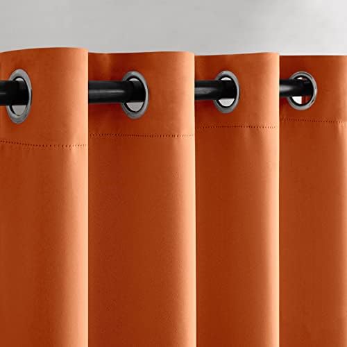 MIULEE Blackout Curtain Very Soft Solid Thermal Insulated Ring Top Decorative Darkening Curtain with Grommets for Living Room Bedroom Nursery 2 pieces 46" Wide by 54" Drop 117 x 137 cm Orange