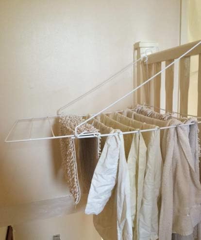Bargains Hut 7m Folding Over The Door Clothes Utility Airer Caravan Motor Home Metal Laundry Dryer Rack Door Window Balcony White (1)