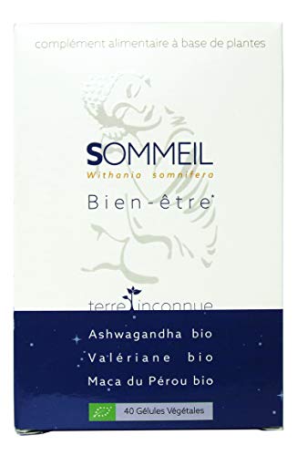 Sommeil bio - Terre Inconnue® - 40 gélules végétales de 580mg - Complexe pour le bien-être. 3 plantes adaptogènes à l’efficacité bien connue pour trouver le sommeil Cover