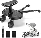 【Longueur, largeur et hauteur réglables】 Les tiges de connexion du Planche Poussette Universelle offrent 4 longueurs réglables (20/22/24/26 cm). Vous pouvez régler la distance entre elles (de 0 à 75 degrés) en fonction de la largeur de la poussette afin de créer un espace de marche idéal. Un bouton rotatif permet de régler la hauteur des tiges de connexion du Planche Poussette Universelle en fonction de la hauteur de la poussette