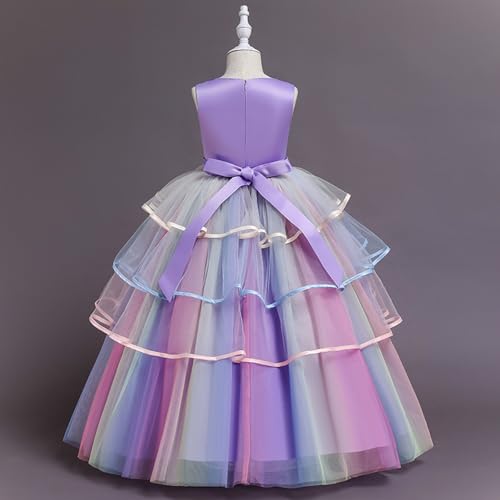 Girls Casual Dresses Princess Gown for Wedding Dance Party Flowy Tulle Dress with Elastic Waist and Lace Trim Dress3