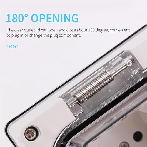 Image of MX IP66 Waterproof Outdoor Electrical Socket Box, 250V 16A 2 Module Weatherproof Wall Socket with Spring Cover & Locking System, Dustproof Power Outlet for Garden, Balcony & Garage