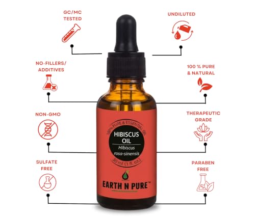 Image of Earth N Pure Hibiscus Hair Oil | Cold-Pressed Hair & Scalp Oil | Frizz Control | For Curly & Coily Hair | Soft, Shiny Hair | Vegan & Cruelty-Free | 30ml