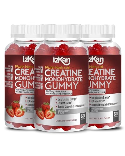 ProCreatine Monohydrate Gummies 4000mg for Men & Women - 60 Chewable Creatine Gummies Strawberry Flavoured Creatine | Pre Workout Gym Supplement| Keto | Vegan | (3)