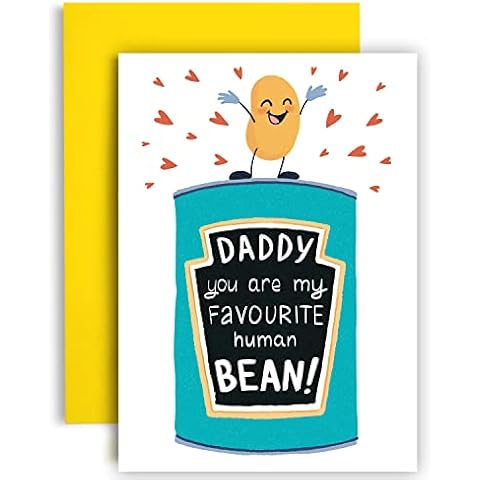 Huxters Happy Birthday Card - A5 Daddy Funny Cards - Daddy You Are My Favourite Human Bean - Whimsical Artwork and Word Play Funny Birthday Card - 350GSM Cute Cards with Envelope (Daddy) Cover