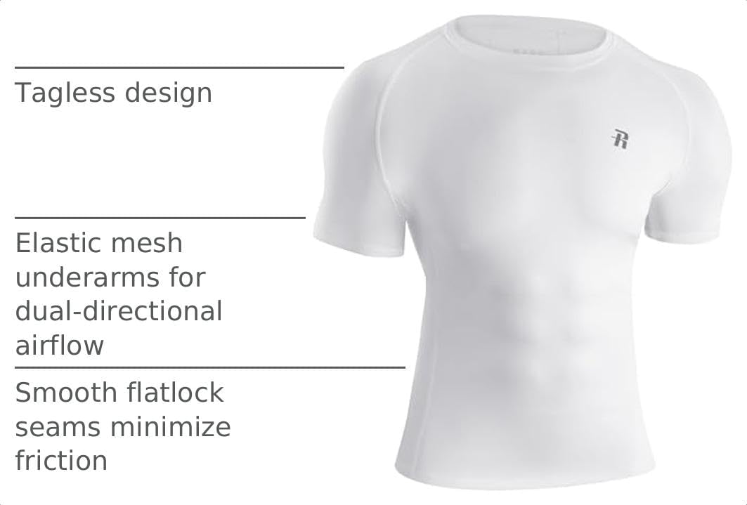 Runhit Short Sleeve Compression Shirts for Men, Quick Dry Cool Men's Compression T-Shirt, Athletic Workout Base Layer image 4