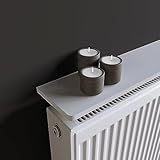 RBUK No Drilling Radiator Cover Shelf - Rounded Front Edges, Painted MDF Radiator Shelves for Living Room, Kitchen, Bathroom, Bedroom Storage - Brackets Fixings Included (Gloss White, 600mm)