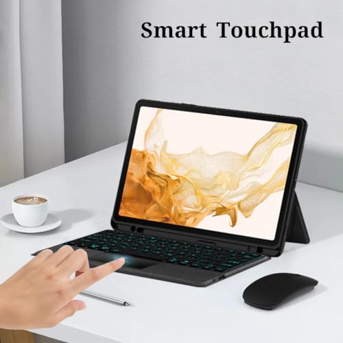 Image of Keyboard Case for Samsung Galaxy Tab S8 / S7 11 inch (SM-X700 / X706 / T870 / T875 / T878) with Multi-Gesture Trackpad, 7 Color Backlit, Adjustable Kickstand, Built-in Pencil Holder, PU Leather Material