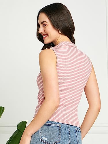 Image of Modeve Women Ribbed Sleeveless Fitted Top for Summer