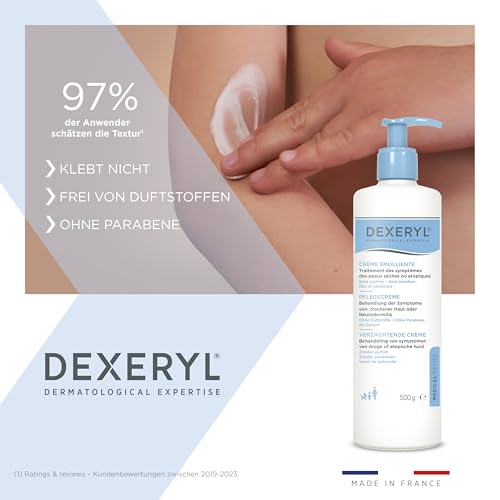 Dexeryl Creme 500g: Pflege und Schutz für trockene Haut insbesondere bei verschiedenen Hauterkrankungen wie Neurodermitis. Parfümfrei und ohne Parabene