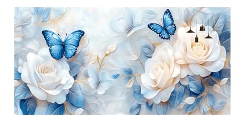 Tableau strass diamant canevas papillon 5D peinture fleurs 60x120