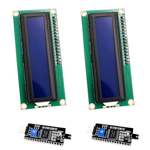 ARCELI 2 Piezas 16x2 LCD módulo Pantalla con Interfaz I2C 2x16 Caracteres DC 5V Compatible con Arduino y Raspberry Pi, Fondo Azul y Caracteres Blancos