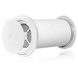 Weiworld Lüftungsgitter 100 mm rund, passives Wandlüftungsgitter ohne Motor, mit Teleskoprohr aus Aluminium und Edelstahl 304 Außengitter, verstellbare Luftmenge, für Wohnung, Keller & Dachboden