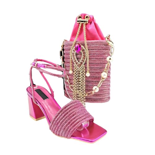 Chaussures de banquet à bout ouvert et pochette assortie pour mariage