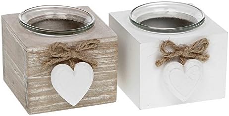 Shabby Chic Provence Heart Set of Two Tealight Holders by Shudehill Gifts