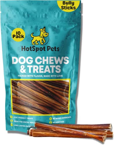 Hotspot Pets Bully Sticks 6 Inch- Premium Natural Long Lasting Bully Sticks For Medium Dogs Beef Pizzle Treats - Grain Free Fully Digestible Rawhide Alternative Stix #TOP20
