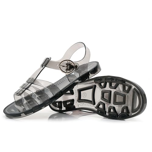 Image of Toddler Sandals Jelly Shoes Girls Unisex Boy Flat Retro Slides Clear Kids Water Slippers Slingback Summer Beach Size 8 Adjustable Buckle Glitter Dress Soft