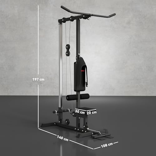 SPORTNOW Lat Pull Down Machine with Adjustable Seat, High and Low Pulley Cable Machine with Flip-Up Footplate, Multi-Function Home Gym Fitness Equipment - Black - Image 7