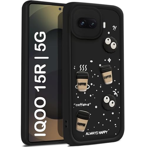 Image of TRUEUPGRADE Back Case Cover Compatible for iQOO 15R 5G | Cute Fun Cartoon 3D Ball | Coffee Silicone Case | Camera Protection | Body Protection |Shock Proof | Color Black