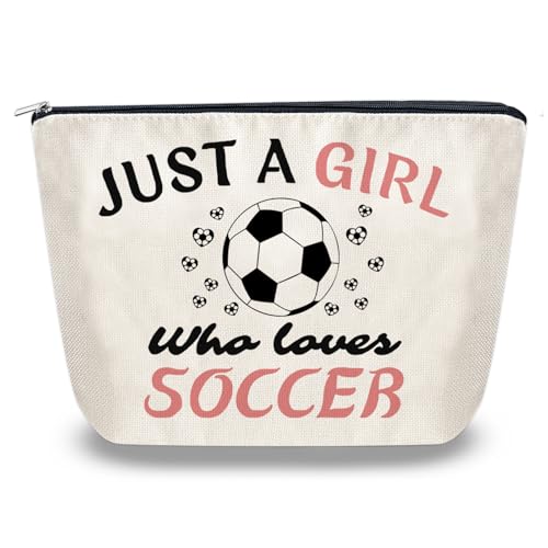 Soccer Makeup Bag for Girls Women Soccer Lover Cosmetic Travel Pouch