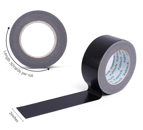 Image of Black Duct Tape Heavy Duty, 9 Mil Thickness, 2 Inch x 30 Yards, Waterproof Strong Adhesive with No Residue, Flexible, Tear by Hand for Indoor Outdoor Repairs, DIY, Industrial & Professional Use