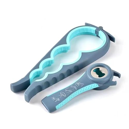 2 Pack 4-in-1 Multi-Function Jar Opener for Seniors, Anti-Slip Ergonomic Lid Opener Gripper & Bottle Opener for Weak Hands, Easy-Grip Tool with Comfort Handle, Durable Plastic Kitchen Gadget