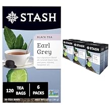 Stash Tea Earl Grey Black Tea - Caffeinated, Non-GMO Project Verified Premium Tea with No Artificial Ingredients, 20 Count Pack of 6 - 120 Bags Total