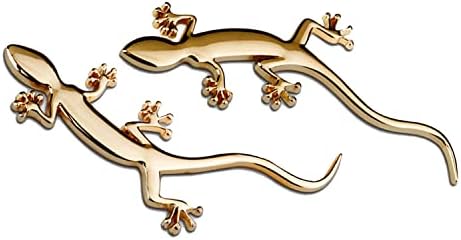 Gecko Shape Solid Metal car Emblem 2pack (Golden)