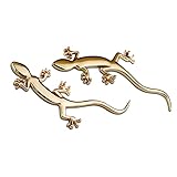 Gecko Shape Solid Metal car Emblem 2pack (Golden)