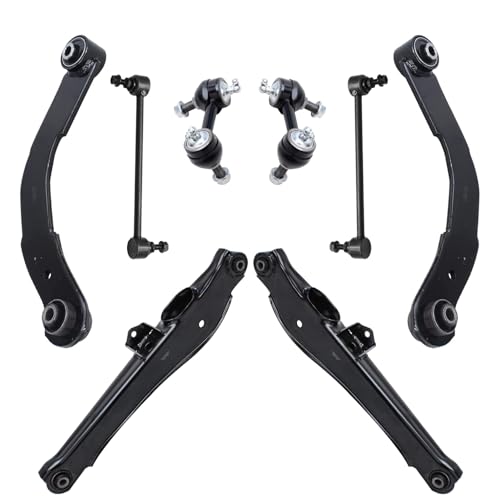 Image of Detroit Axle - 8pc Rear Control Arms Kit for 07-09 Dodge Caliber Jeep Compass Patriot, Upper Lateral Arms Lower Control Arms Front and Rear Stabilizer Sway Bar Links 2007 2008 2009 Replacement