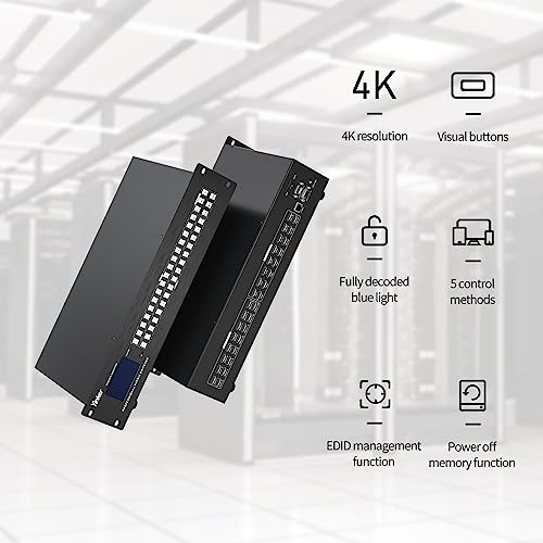 Image of 4K HDMI Matrix 16x16 with Web GUI, 4K 30Hz HDMI Matrix 16 in 16 Out Rack Mount Switcher Splitter EDID HDCP