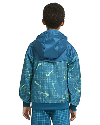 Nike Sportswear Windrunner Big Kids (Boys) Jacket (X-Large, Green Abyss/Barely Volt)2