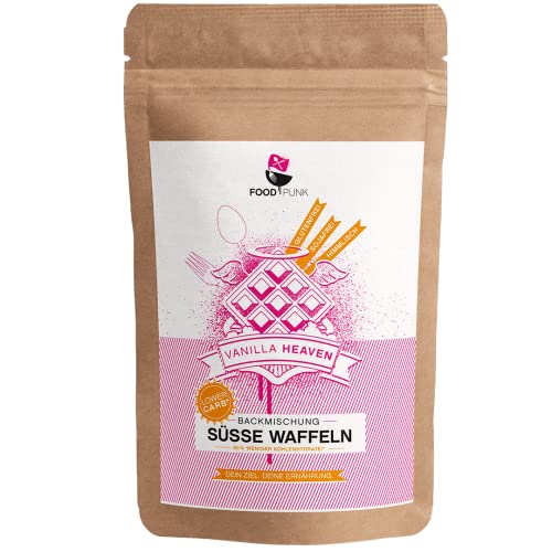 FOODPUNK LOWER-CARB-WAFFELN-BACKMISCHUNG | Süße Waffeln mit echter Bourbon Vanille | glutenfrei | Ballaststoffquelle | ohne Zusatz von Haushaltszucker | ohne Getreide Cover