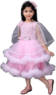 Bongprince Solid Round Neck Net Fabric Knee Length Girls Frock Price In India
