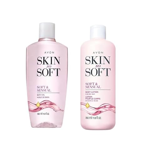 AVON Skin So Soft - Soft & Sensual Bundle - Bath Oil 16.9 oz and Body lotion 11 oz