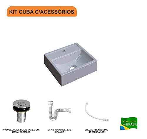 Kit Cuba Q32 C/Válvula Click 1''B (2,6cm) + Sifão Pvc + Flexível Cinza