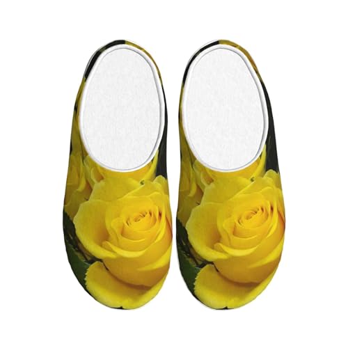 Pantoufles d'hiver peluche EdWal roses jaunes noir 39 EU