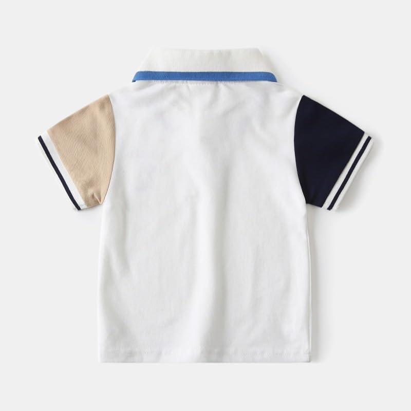 Kids Toddler Baby Boy Button Down Shirt Short Sleeve Lapel Neck T-Shirt Tops Casual Tee Blouse Summer Clothes (White,18 Months)