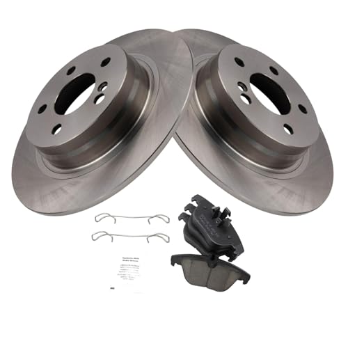 Image of TRQ Rear Brake Pad and Rotor Set Ceramic Compatible with 2012-2015 Mercedes-Benz C250 2008-2012 C300