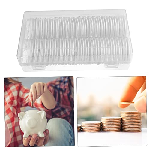 Estuche plástico redondo con 40 cápsulas para monedas miniatura 3
