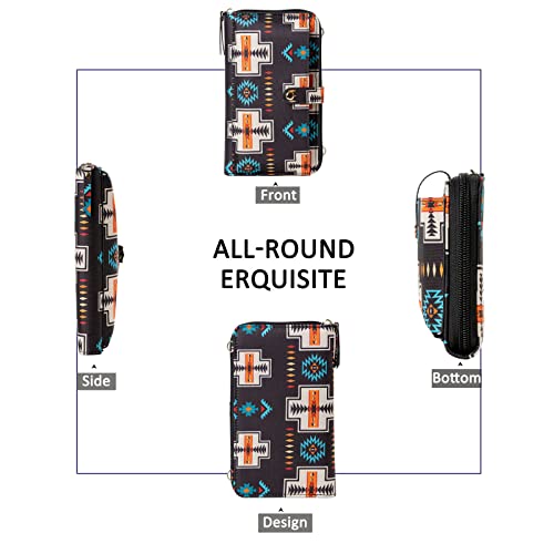 Aztec Print RFID-Blocking Crossbody Bag for Women - Multifunctional Wallet and Phone Purse3