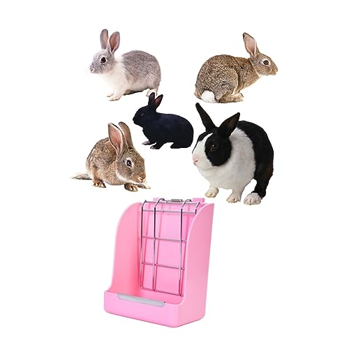 Milisten うさぎ草ラック モルモットの餌 鶏舎 スローフィーダー犬用ボウル トレイ 豚 エンドウ モルモットのおしっこパッド ねずみ ウサギの干し草 バニーフィーダー モルモットの檻 ピンク
