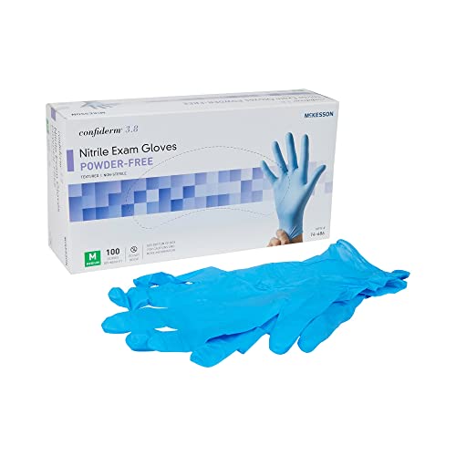 McKesson Confiderm 3.8C Nitrile Exam Gloves, Non-Sterile, Powder-Free, Blue, Medium, 100 Count, 1 Box