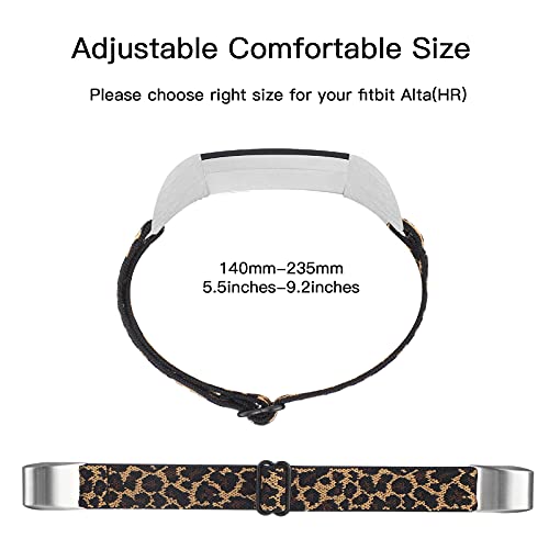 Image of Adjustable Elastic Bands Compatible with Fitbit Alta /Alta HR, Soft Stretchy Nylon Sports Breathable Replacement Wristbands for Women Men (Brown Leopard)