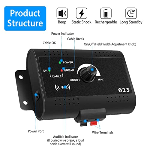 Kocaso Wireless Electric Dog Fence System, Covers Up To 1.2 Acre, For Dogs Over 4 Lb, 2 Ajustable Waterproof Collar With 984 Feet Wire,Suitable For Small, Medium, Large Dogs (Black 2) #TOP5