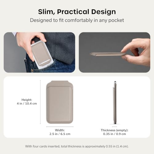 Image of Satechi Magnetic Magsafe Wallet, Double Flap Stand Card Holder, 4 Slots with Front NFC Pass-Through, Adjustable Phone Attachment for iPhone 17 /16 /15 /14 /13 /12, Travel Accessory, Taupe, 4in x 2.5in x