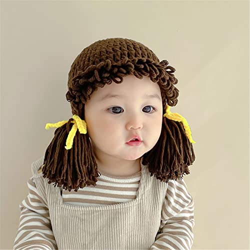 Qhome Girls Crocheted Cabbage Patch Clown Pigtail Costumes Hat Halloween Wig Funny Hat Carnival Winter Hat for Kids3