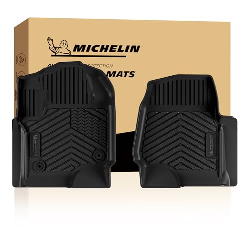 Image of Michelin Vehicle Mats for 2017-2026 Ford F250 /F350 /F450 Super Duty CrewCab | Fit Bucket Seat Carpet Floor, All-Weather TPE Custom Fit Floor Mats, Non Slip Truck Liner, 2 PCS, Premier